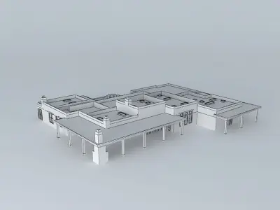 Flat Roofed House Free 3D model