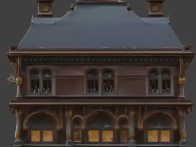 Steampunk Grand Victorian Train Station 3D Model Low-poly 3D model
