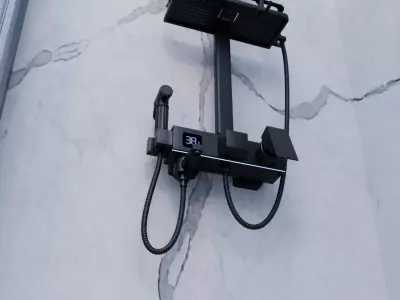 Super Modern Shower Cabin Glass Bathroom Set 3D model