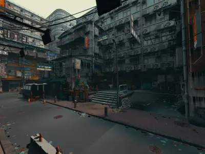 Cyberpunk Neon Alley Asian Hong Kong Street Low-poly 3D model