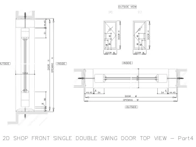 2D SHOP FRONT SINGLE DOUBLE SWING DOOR TOP VIEW 3D model