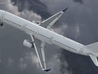  Airbus A321 with Interior and Doors Rigged for Maya 