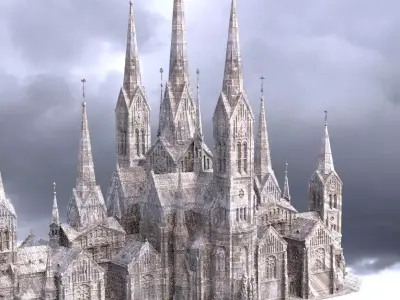 Art Deco Architecture Dark fantasy Cathedral 3D model