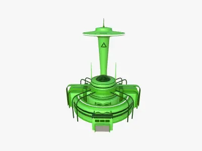 SciFi Facility D06 Green - Sci Fi Exterior Design Low-poly 3D model