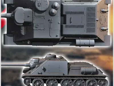 SU-100 tank destroyer - Soviet army WW2 Second World East front  3D print model