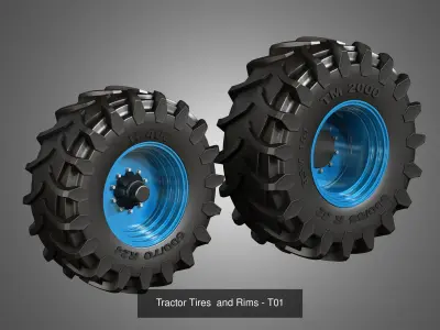 Tractor Tires T01 T02 T03 T04 T05 and T06 3D Model Pack