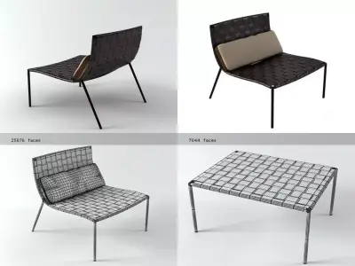 Klasen set of chairs and table 3D model