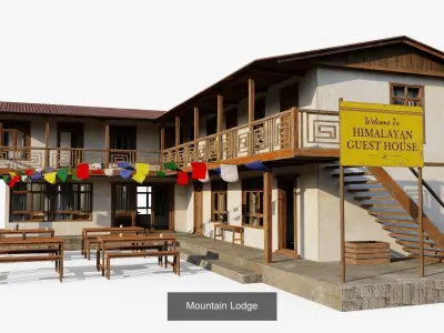 Mountain Village Buildings  3D Model Pack