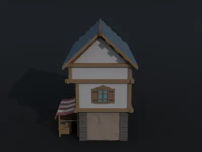 Cartoon medieval house 4 Polygonal Style Low-poly 3D model