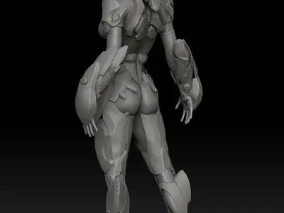 sci fi female soldier 3D model