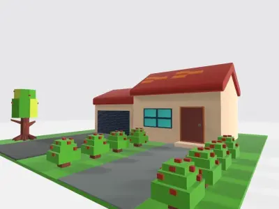 Cartoon House for Game  Low-poly 3D model