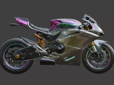 Futuristic Electric Motorcycle 3D Model Low-poly 3D model