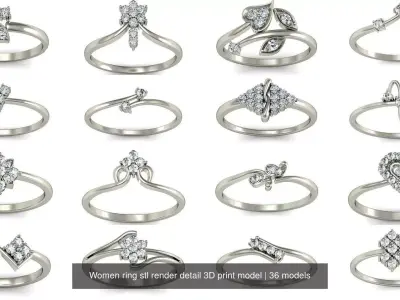 36 Women ring stl render detail 3D print model 3D Model Pack