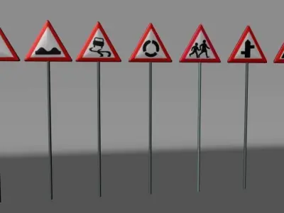 Traffic Signs Lowpoly Low-poly 3D model