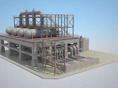  Industrial Silo 05 Low-poly 3D model