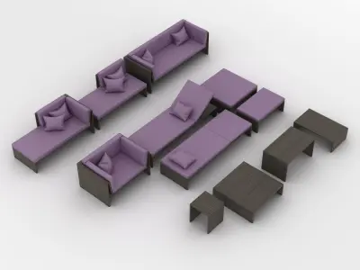 Viteo Slim Line Garden Furniture Set 3D model