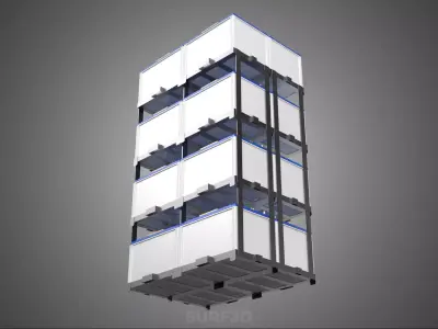 TOWER ACCU BATTERY GRID STACK TRAY RACK FRAME POWER BANK SUPPLY 3D model