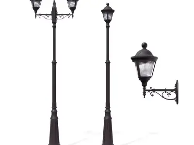 Street lights lighting 3D model