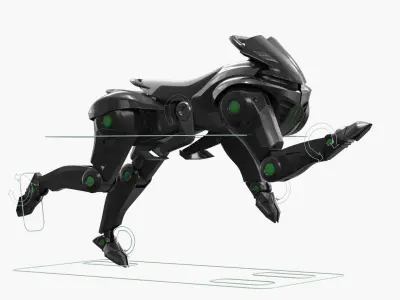  Sci-Fi Bio-Mechanical Transport Unit White Black Rigged 