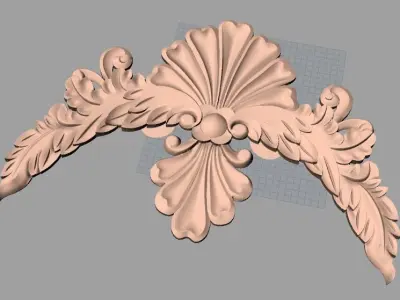 Bed door flower 3D relief STL model for CNC engraving E516 3D model