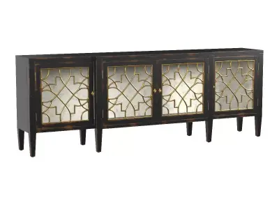 Sanctuary 4-Door Mirrored Console  Ebony 3D model