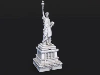 12 Famous Sculptures Landmark in the World Low Poly Low-poly 3D model