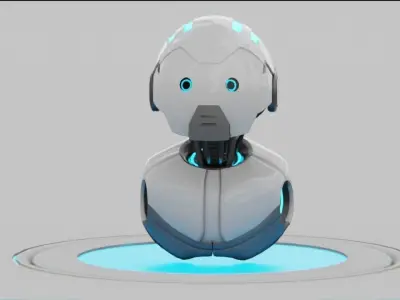 Robotic head  rigged - animated character 3D model