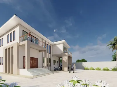House building exterior design Low-poly 3D model