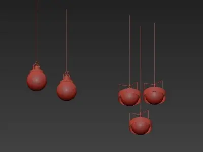 Pendant set of gold lights 3D model