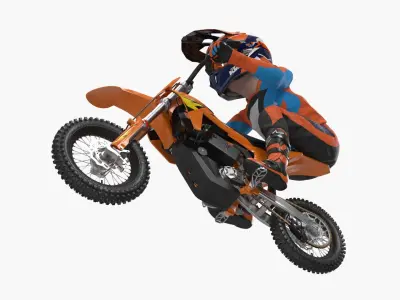  KTM Junior Off Road Motorcycle Rider Crouched 