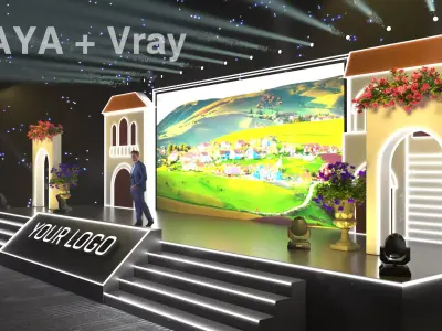 European Village LED Event Stage 3D model