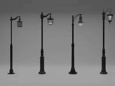 Single bend-head street lamp 3D model