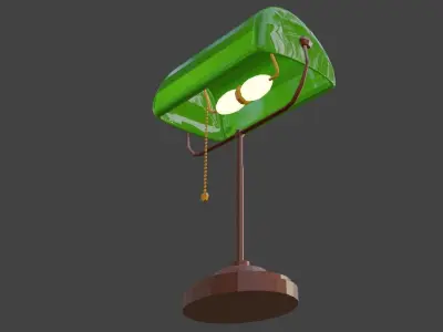 Bankers Lamp Light Low-poly 3D model