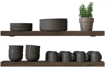 Shelf with dishes 3D model