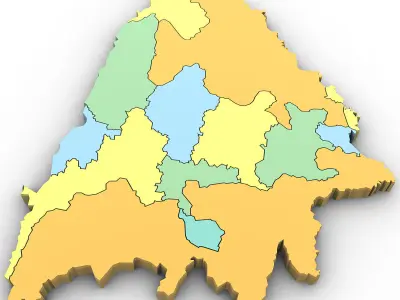3d Political Map of Bosnia 3D model