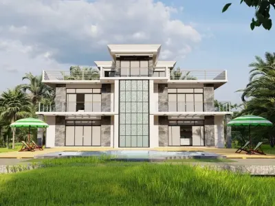 Casa Scene-villa-modern house 3D model 64