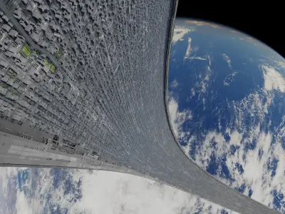 Giga Ring Space Station - Blender Cycles 3 3D model