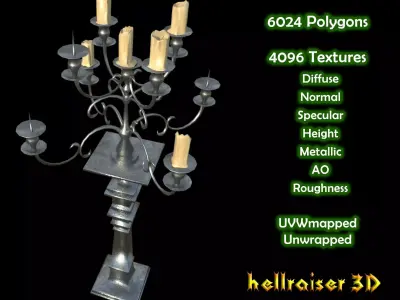 Candelabra - PBR - Textured Low-poly 3D model