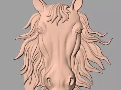 Horse 3D relief model STL format file for CNC carving E658 3D model