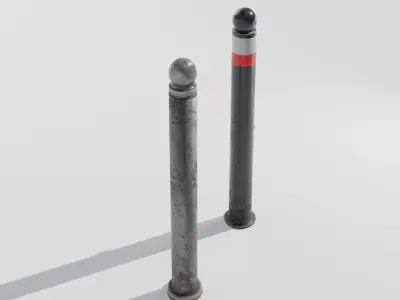 Realistic European Street Bollards Low-poly 3D model