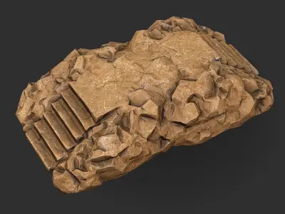 Stairs stone staircase 05 Low-poly 3D model