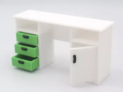 Classic Desk with functional door drawers  3D print model