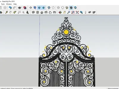 3d model of iron gate art exterior villa architecture 3D model 3D model