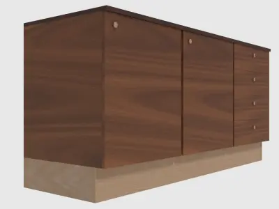 Cabinet 1 - Game Ready wooden with two drawers Low-poly 3D model