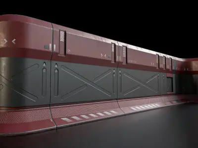 Sci-fi Modular Wall Kit PBR Low-poly 3D model
