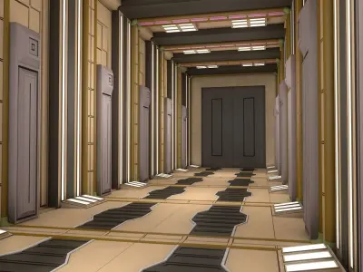 Sci fi corridor 3D model