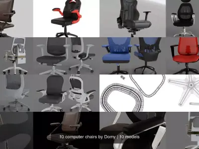 10 computer chairs by Domy 3D Model Pack