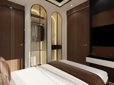 1BHK interior  With furniture  3D model