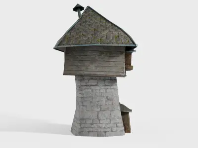 Medieval Fantasy Tower House Low-poly 3D model