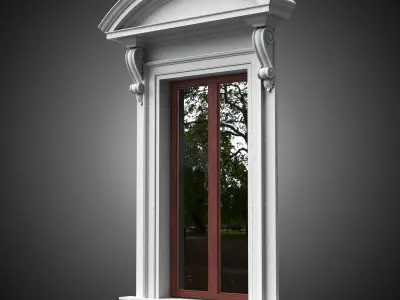 Classical window with curved pediment 3D model
